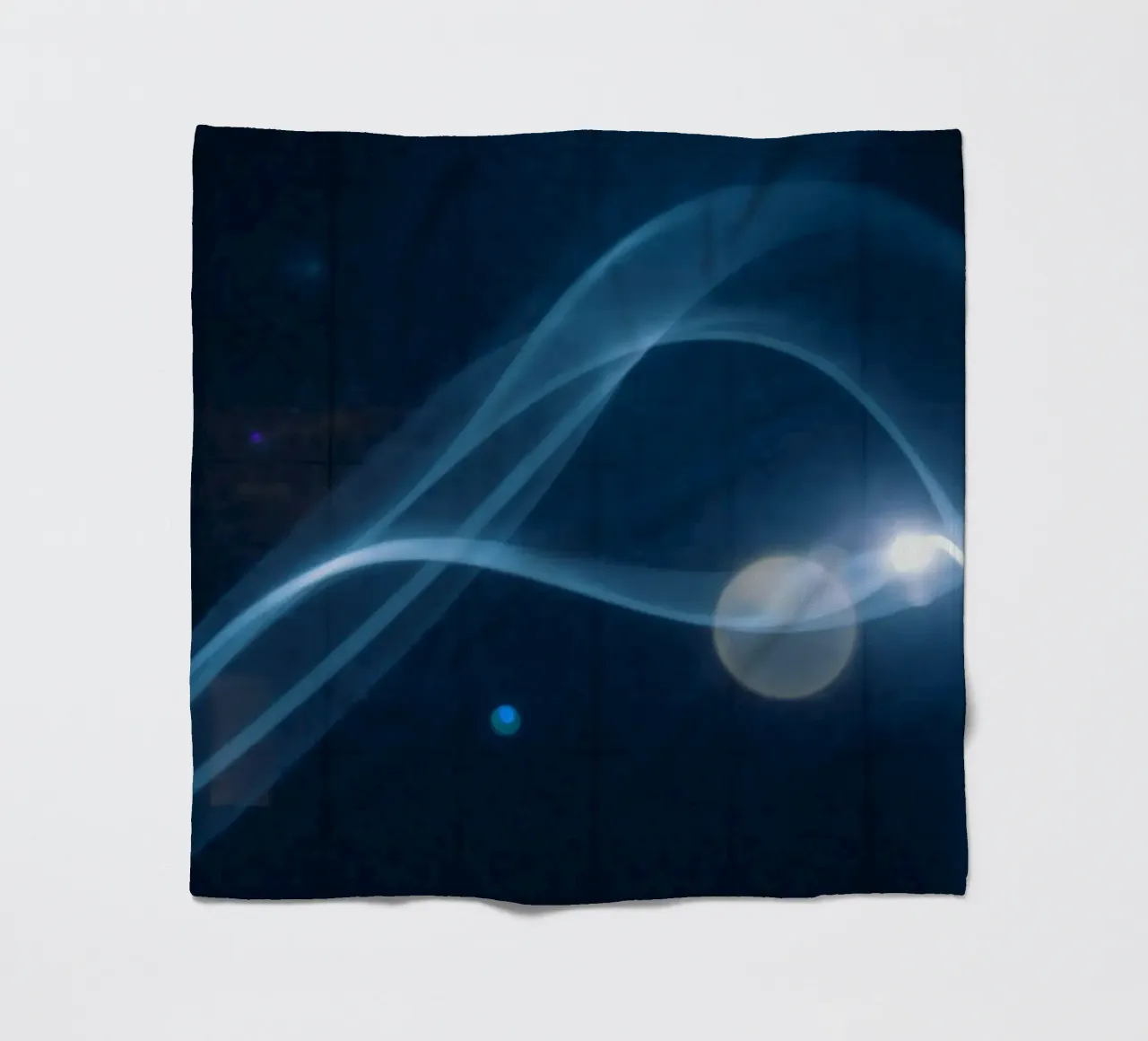 Flowing blue light waves create a calming visual effect fleece blanket by DesignDoodle