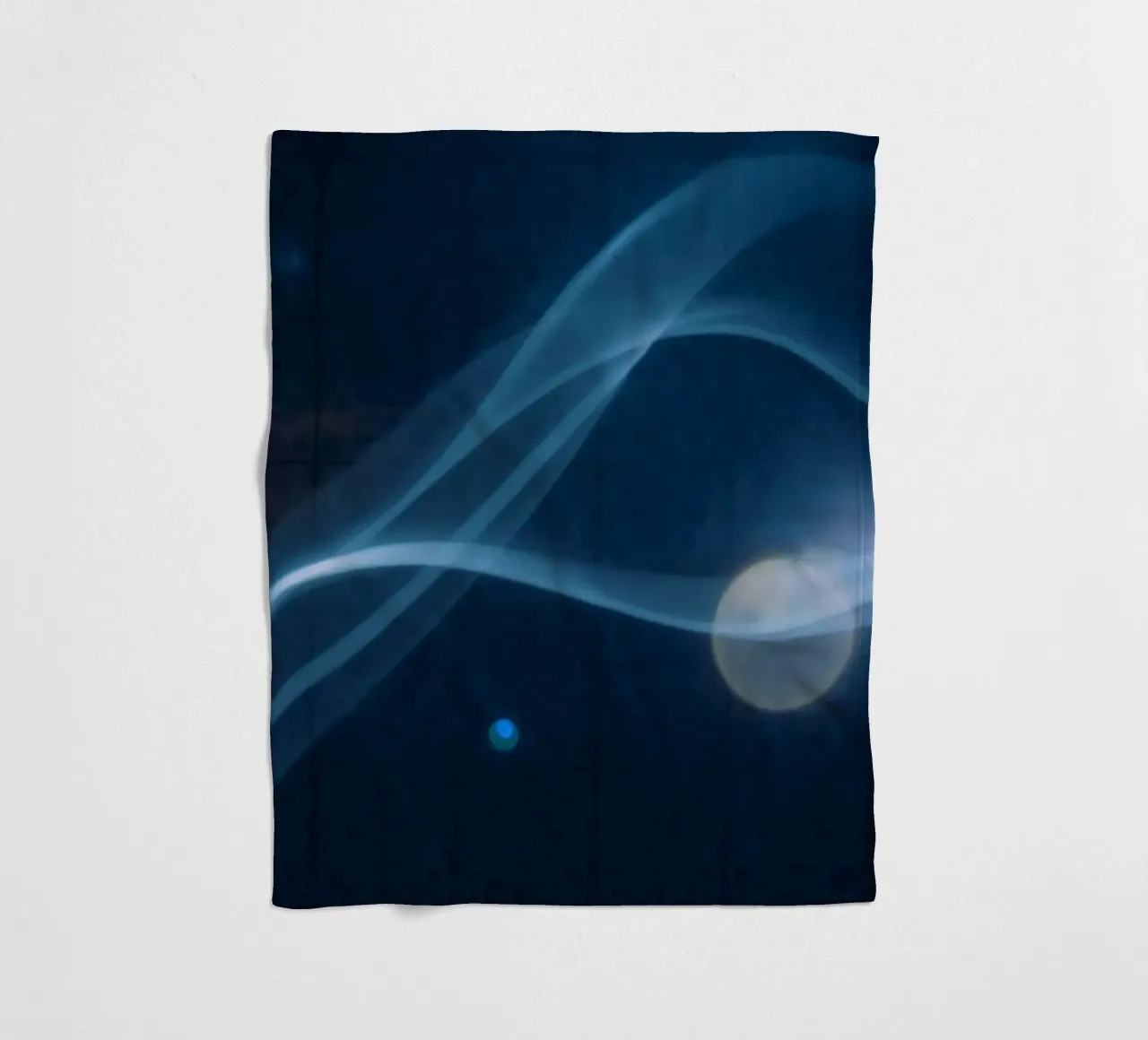 Flowing blue light waves create a calming visual effect fleece blanket by DesignDoodle