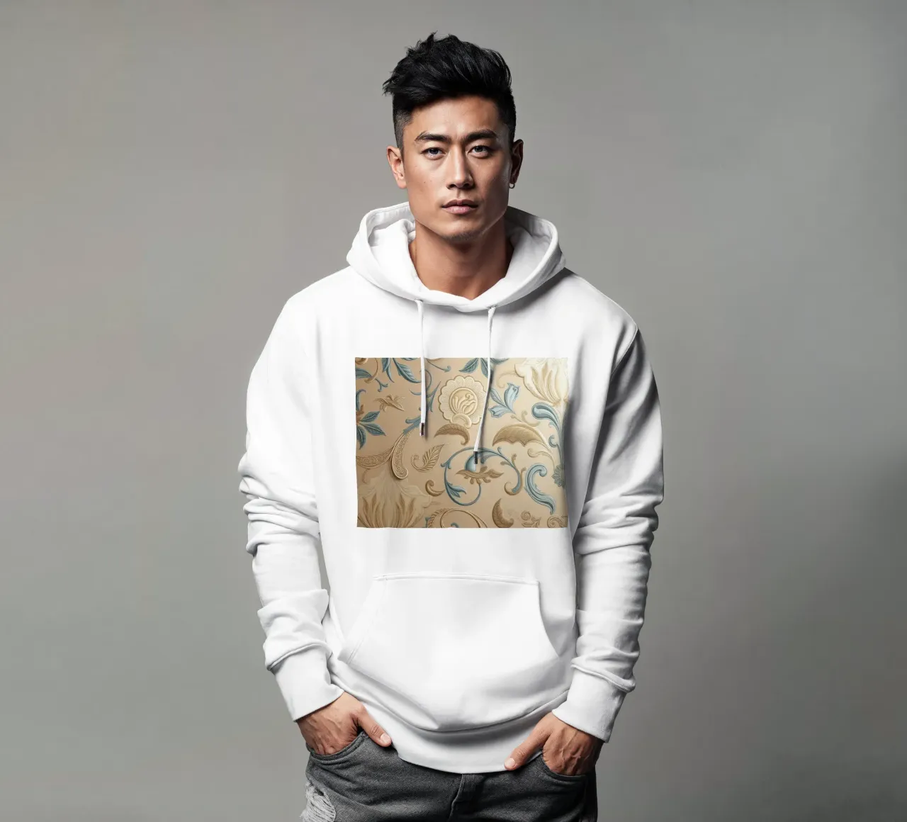 Elegant bloemenontwerp in pasteltinten siert kunst met textuur hoodie van DesignDoodle