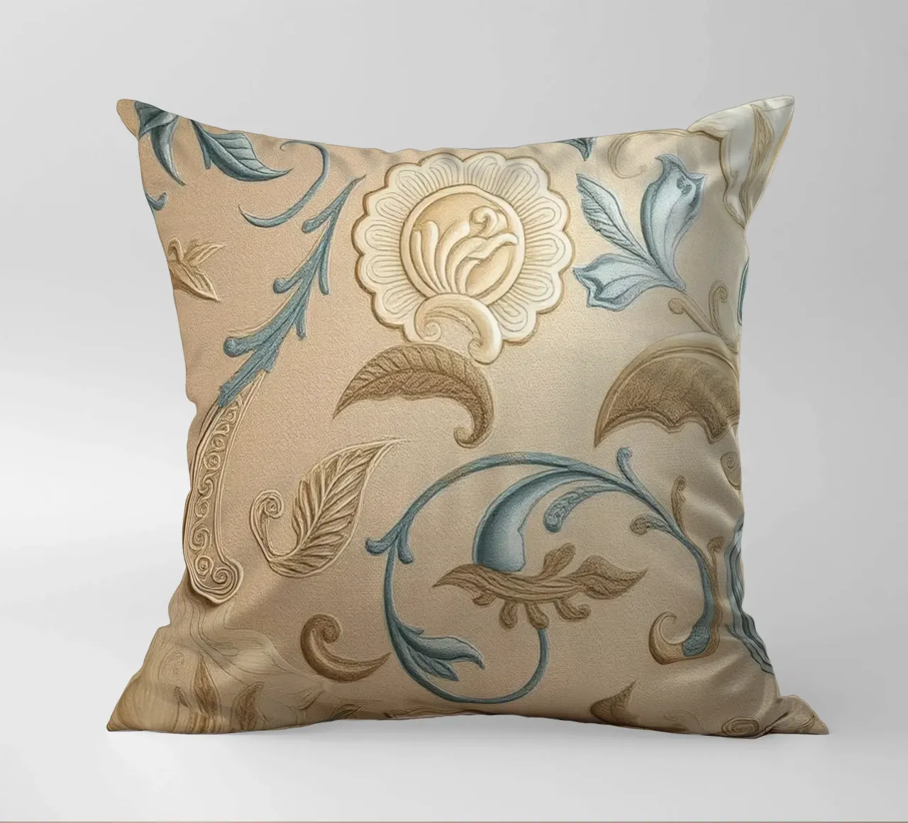Un élégant motif floral dans des tons pastel orne l'art texturé. coussin de DesignDoodle