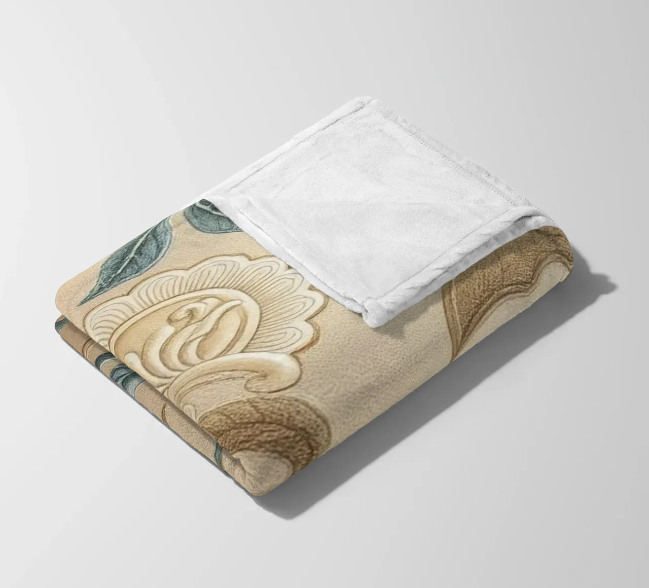 Elegant floral design in pastel tones adorns textured art fleece blanket by DesignDoodle