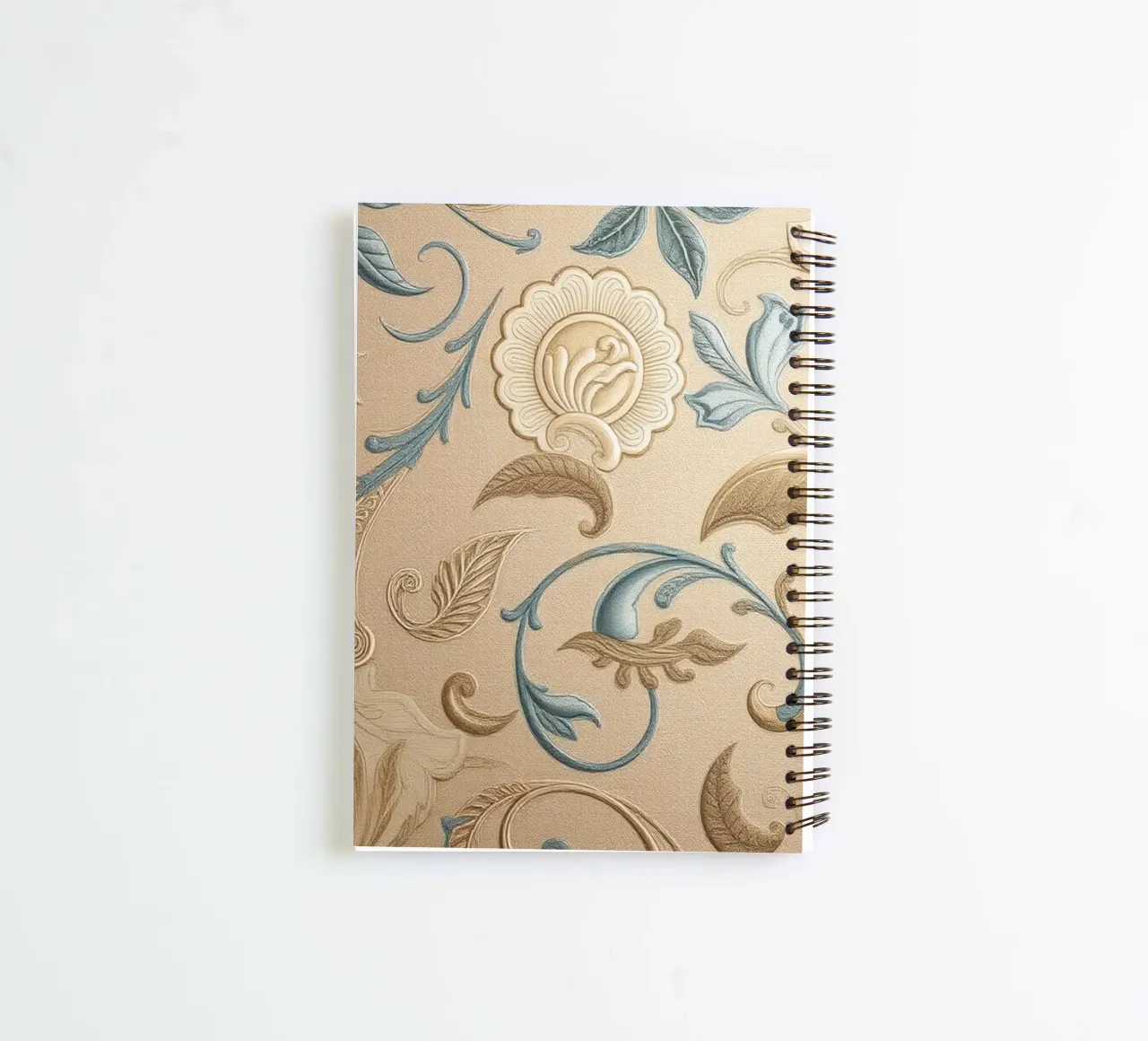 Elegant floral design in pastel tones adorns textured art spiral notebook by DesignDoodle