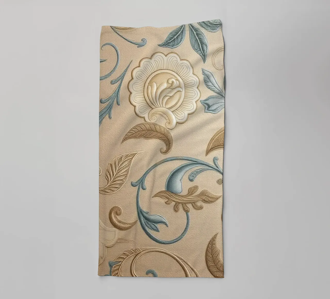 Un élégant motif floral dans des tons pastel orne l'art texturé. serviette de bain de DesignDoodle