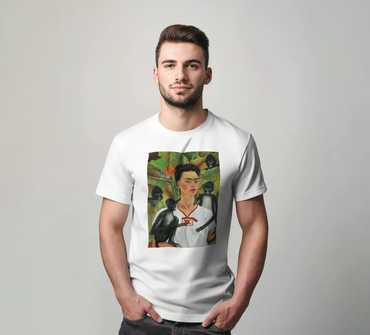 Self Portrait With Monkey t-shirt van Mirei Aguerro