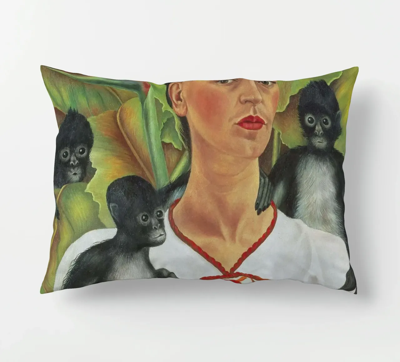 Self Portrait With Monkey cuscino da Mirei Aguerro