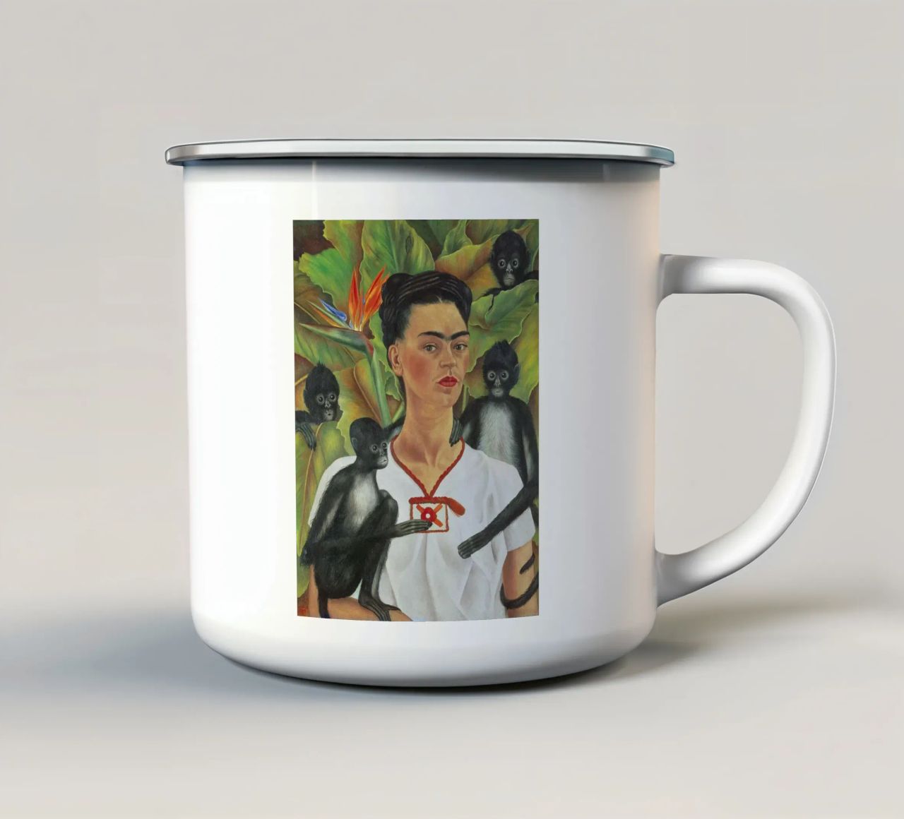 Self Portrait With Monkey tazza in smalto da Mirei Aguerro