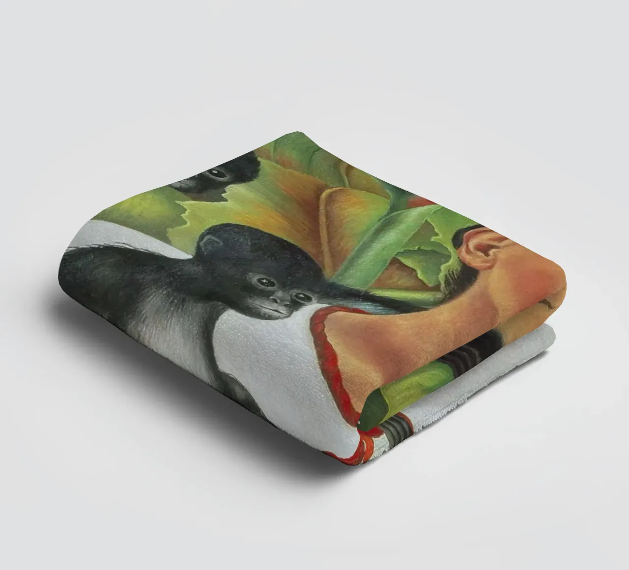 Self Portrait With Monkey towel by Mirei Aguerro