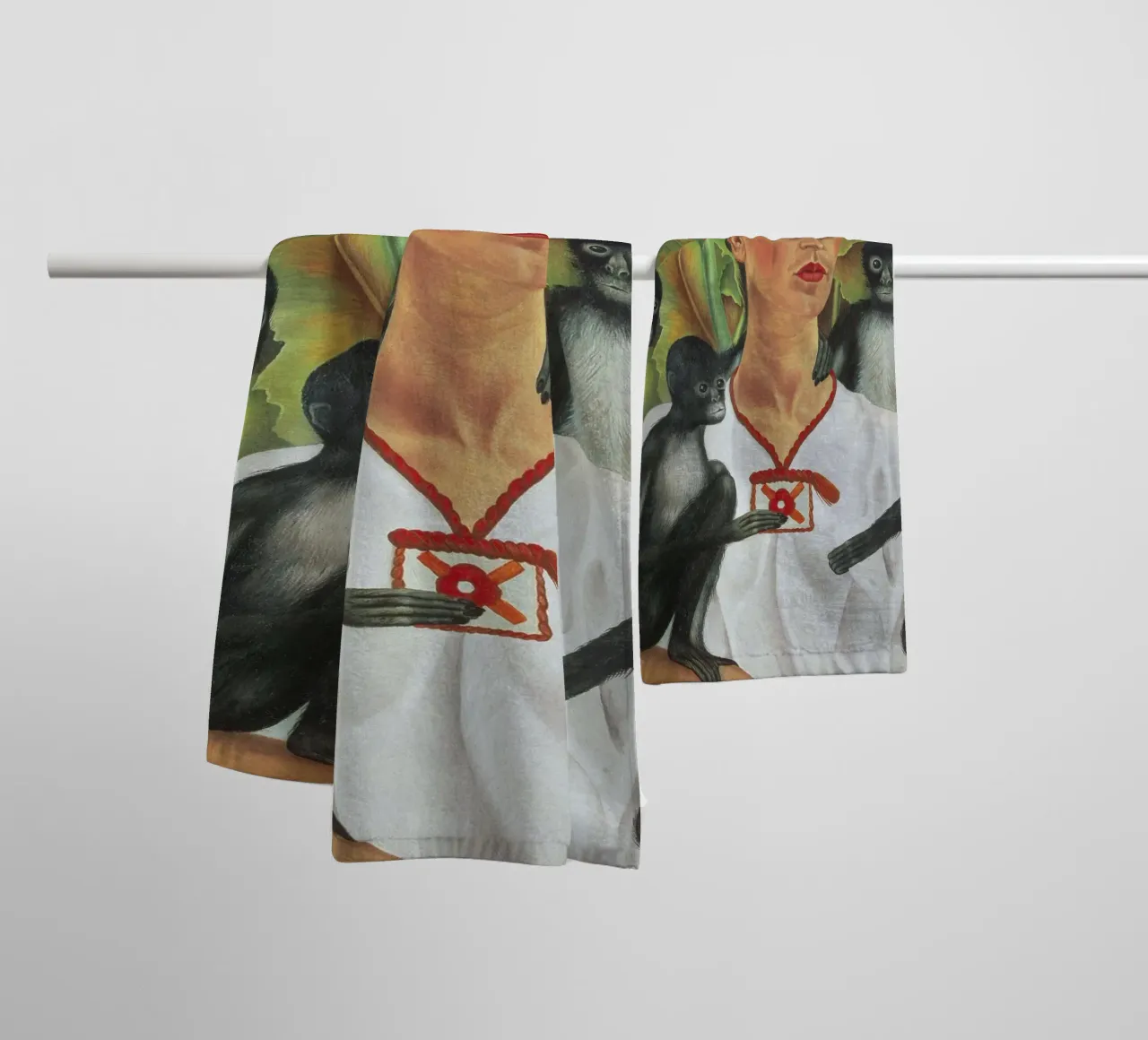 Self Portrait With Monkey towel by Mirei Aguerro
