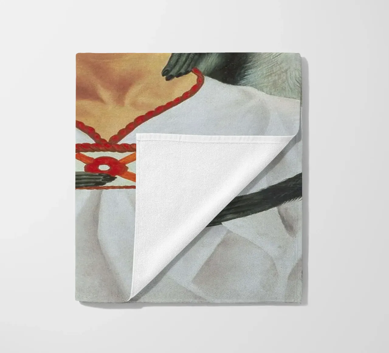 Self Portrait With Monkey beach towel by Mirei Aguerro