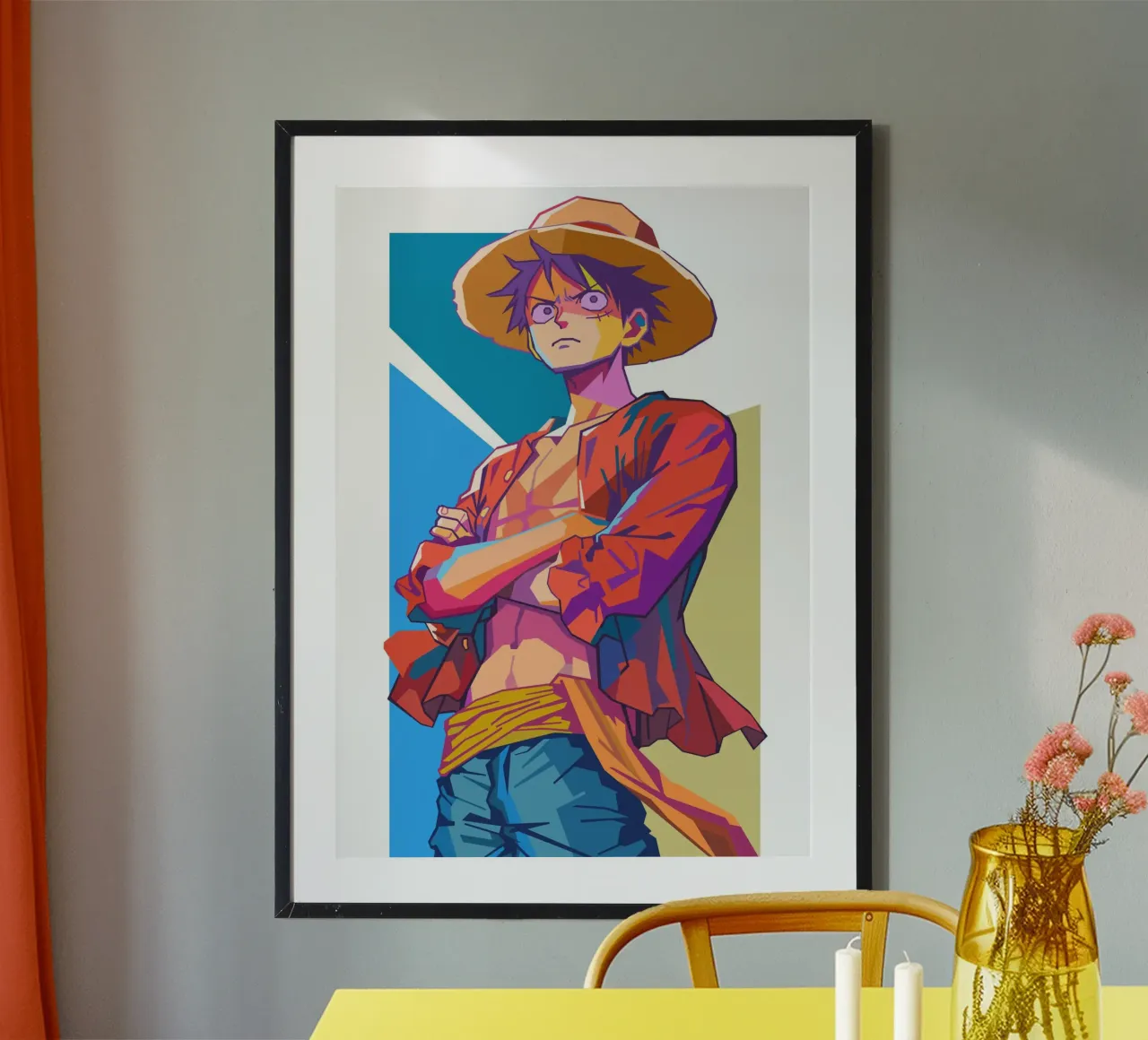 Monkey D Luffy One Piece poster con telaio in alluminio da Hantamrata