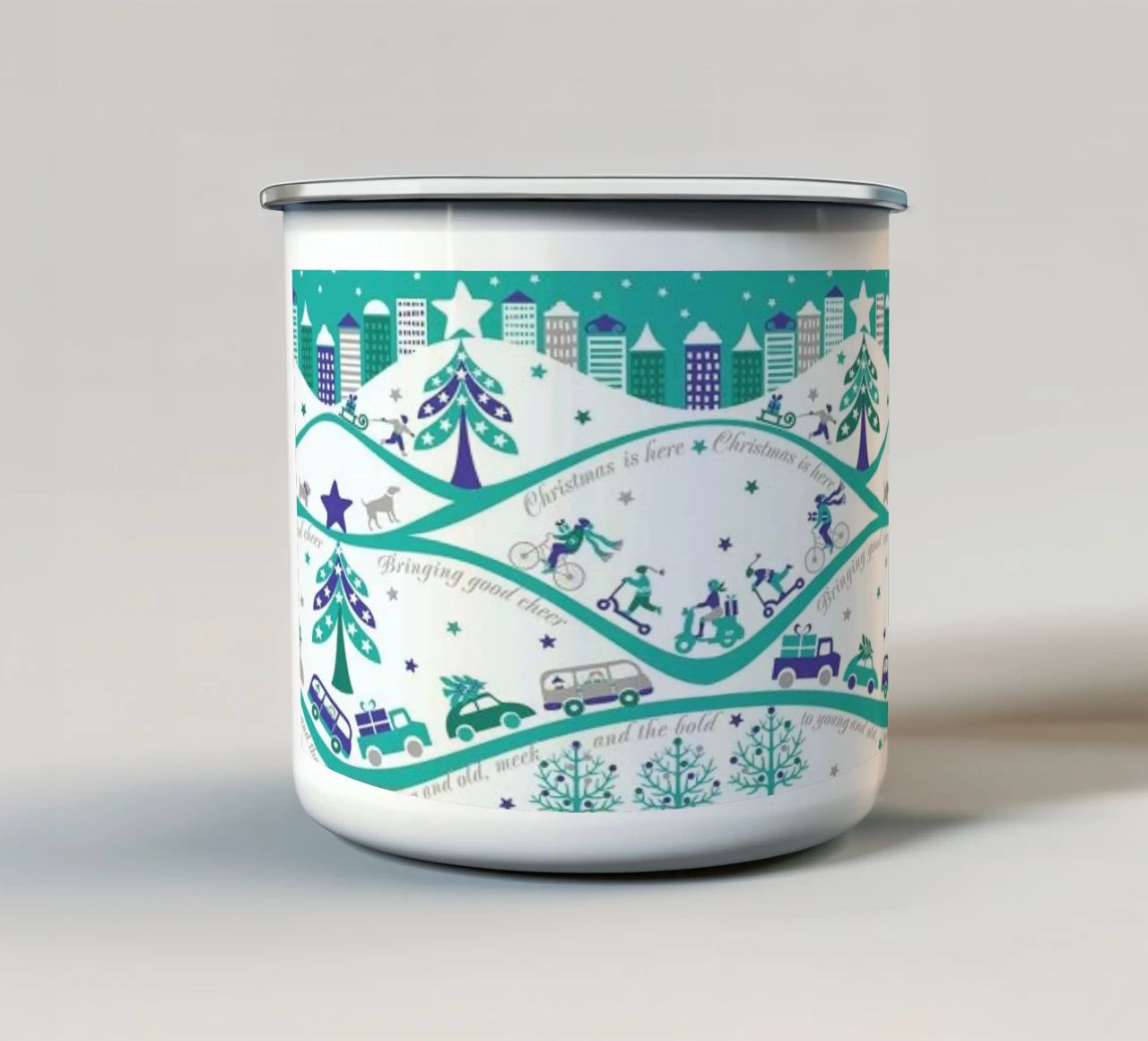 Winterscape tazza in smalto da Catherine Aguilar