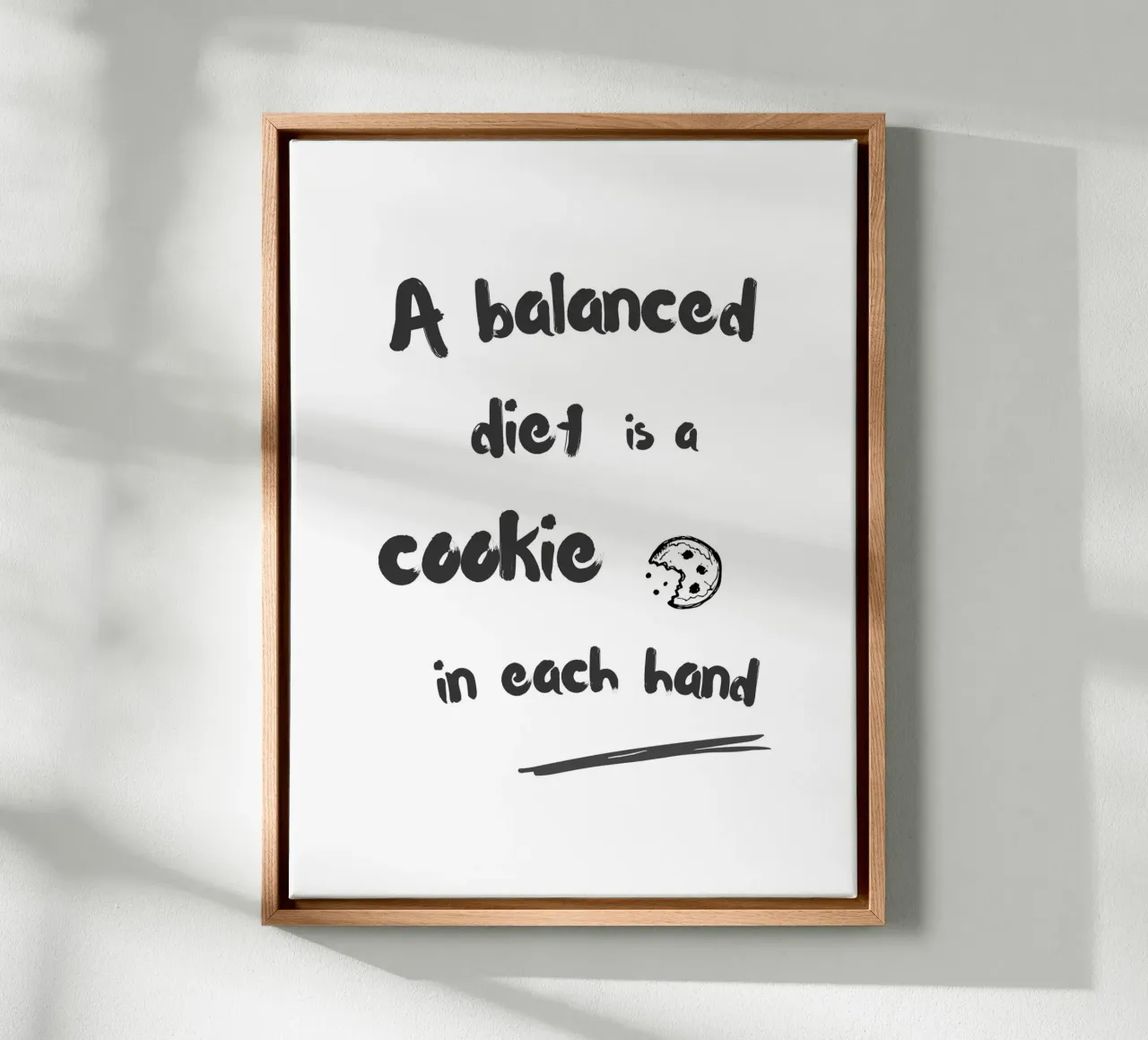 A balanced diet is a cookie in each hand tela con Cornice a cassetta da typostudio