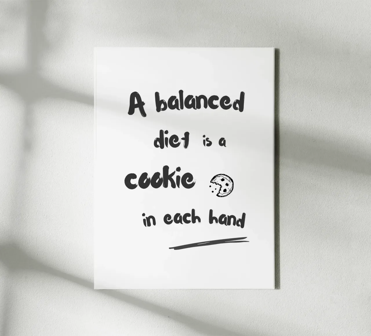A balanced diet is a cookie in each hand tela con Cornice a cassetta da typostudio