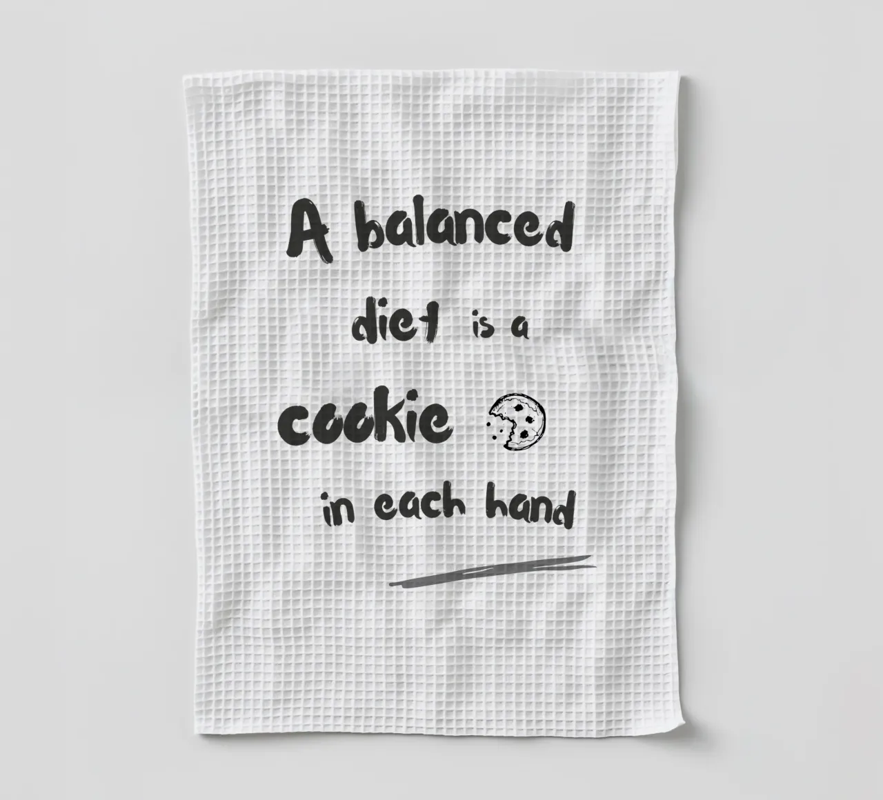 A balanced diet is a cookie in each hand canovaccio da cucina da typostudio
