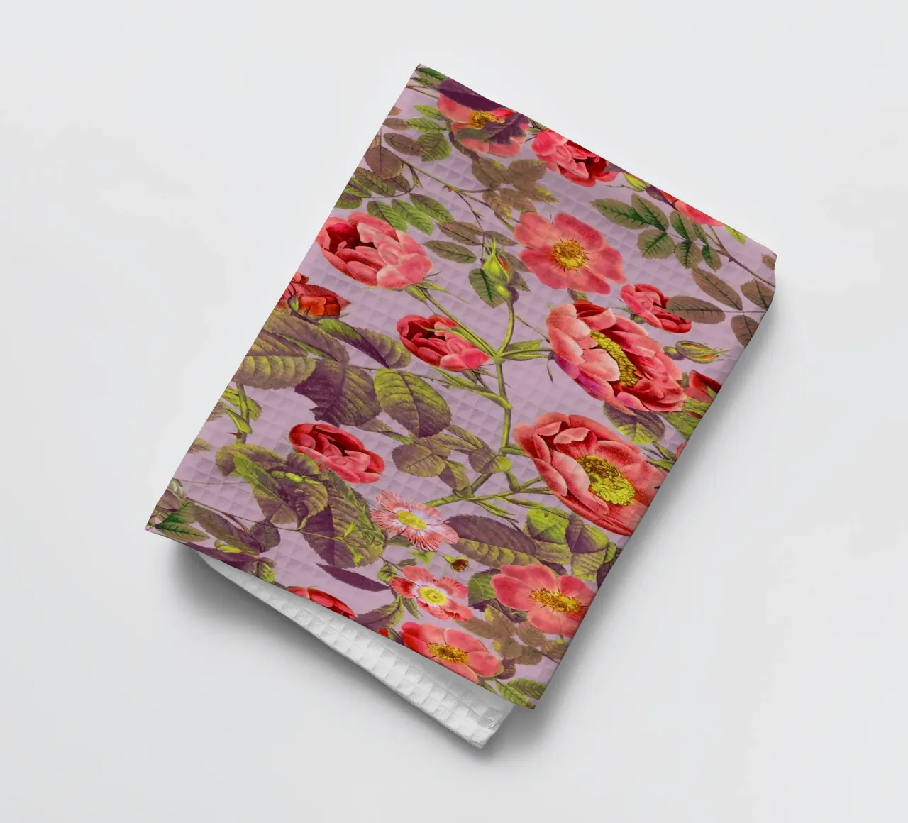 Fondant Pink Floral Garden tea towel by burcukorkmazyurek
