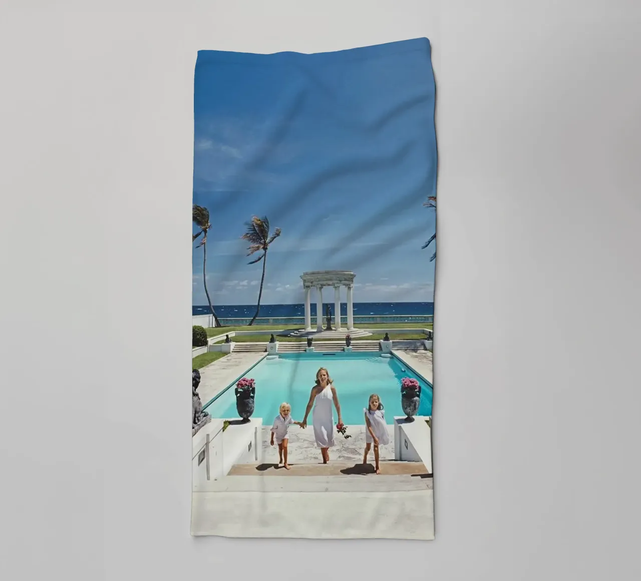 Slim aarons Neo-Classical Pool Poster towel by Chrisvintage