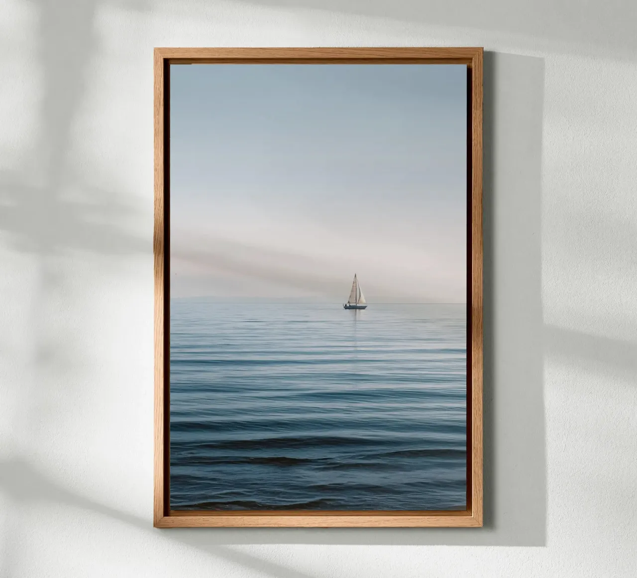 Minimalist Sailboat on Calm Ocean alu-dibond by Indigo Tides Art