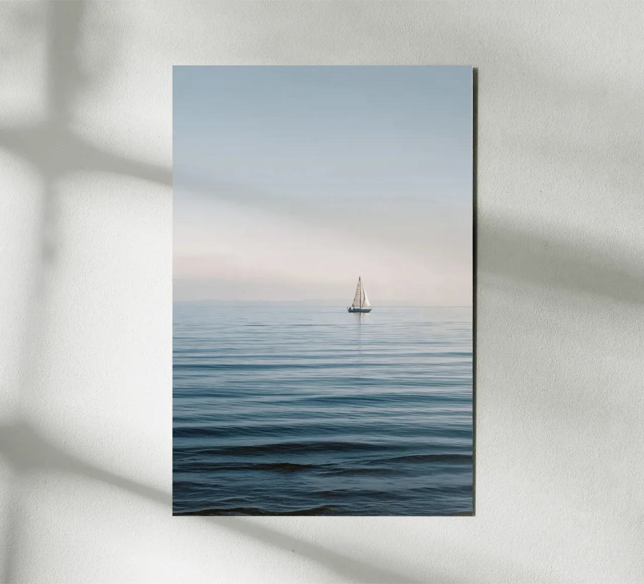 Minimalist Sailboat on Calm Ocean alu-dibond by Indigo Tides Art