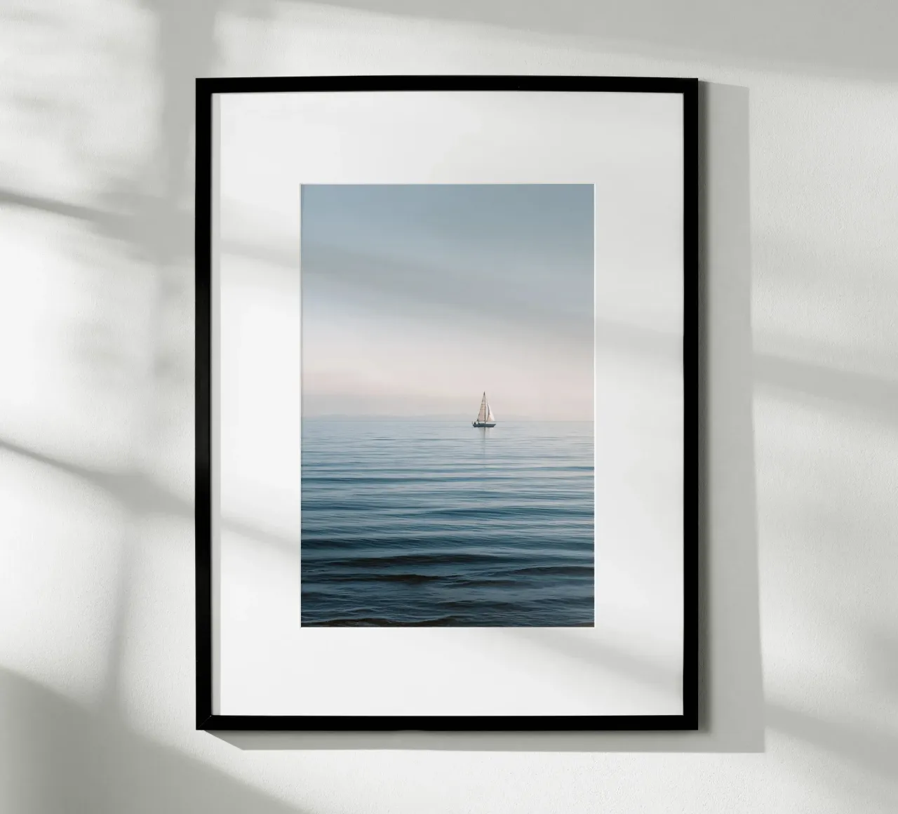 Minimalist Sailboat on Calm Ocean carta hahnemühle da Indigo Tides Art
