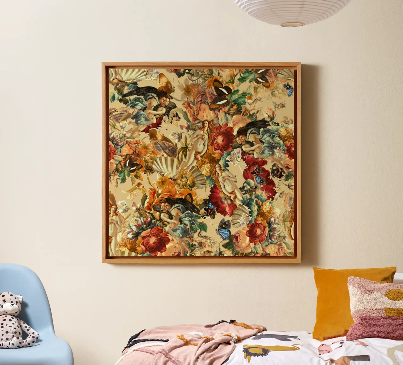 Venus and Floral Pattern canvas by burcukorkmazyurek