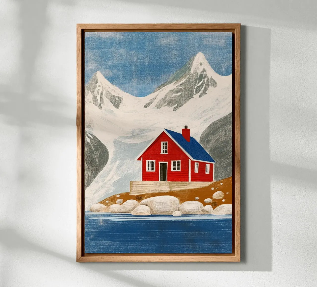 Hut bij het gletsjermeer canvas met Baklijst van Curious Canvas