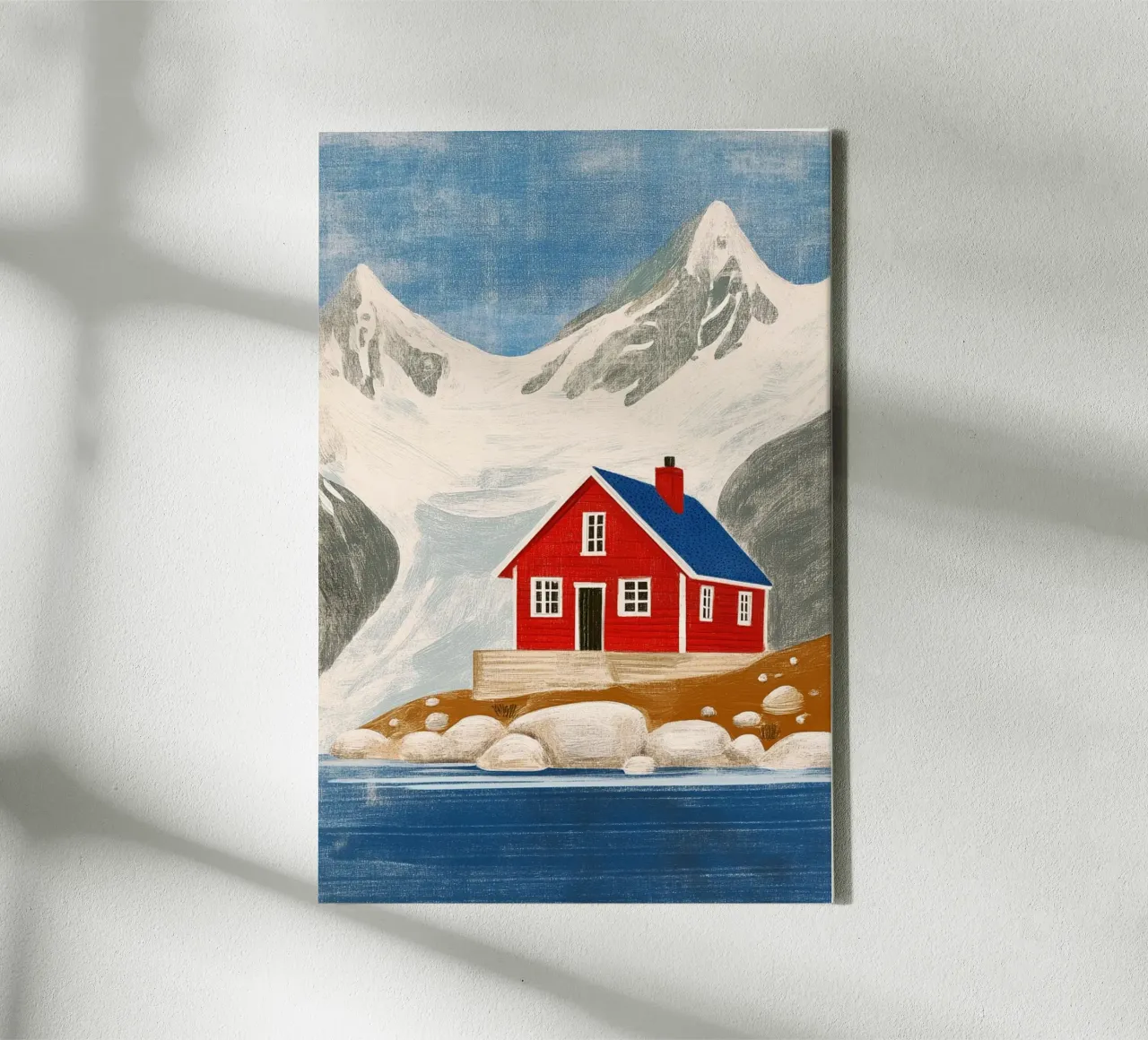 Hut bij het gletsjermeer canvas met Baklijst van Curious Canvas