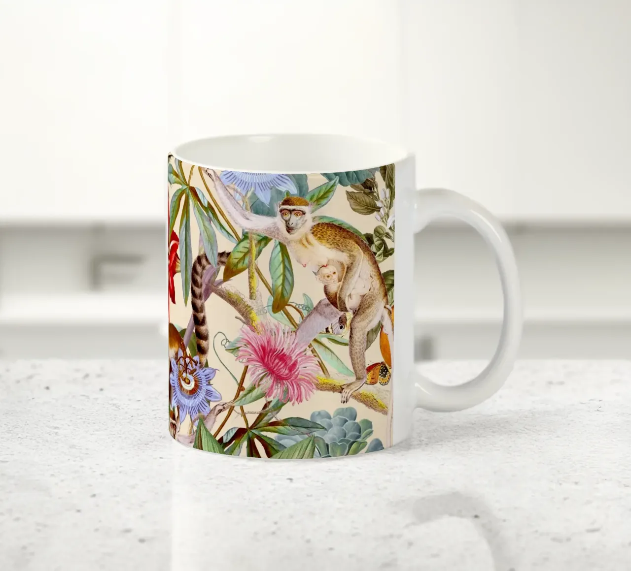 Animal and Floral Pattern tazza in ceramica da burcukorkmazyurek
