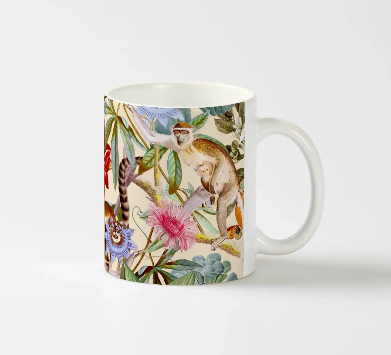 Animal and Floral Pattern tazza in ceramica da burcukorkmazyurek