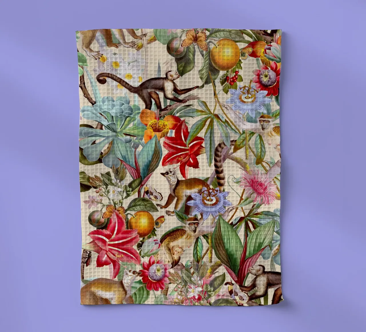 Animal and Floral Pattern tea towel by burcukorkmazyurek