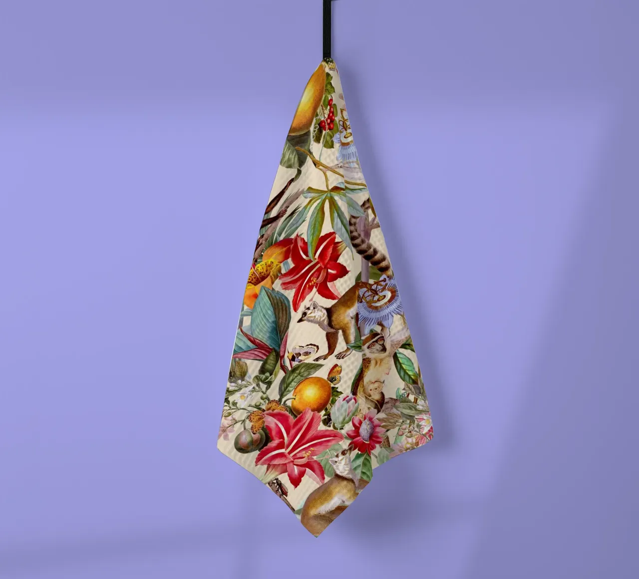 Animal and Floral Pattern tea towel by burcukorkmazyurek