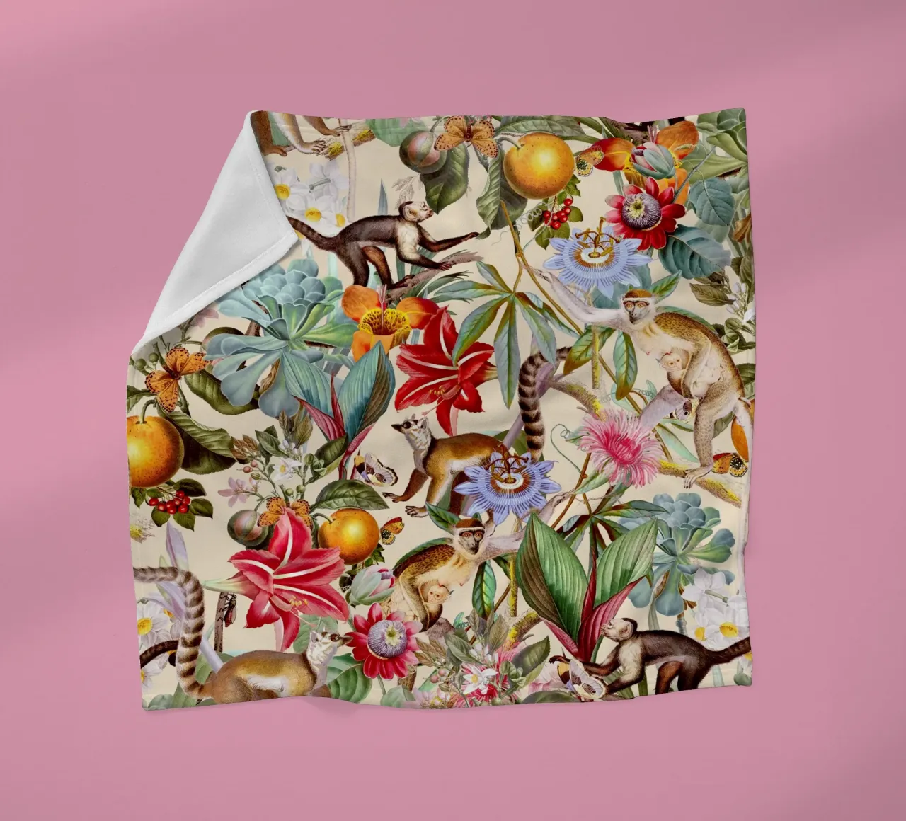 Animal and Floral Pattern coperta in pile da burcukorkmazyurek