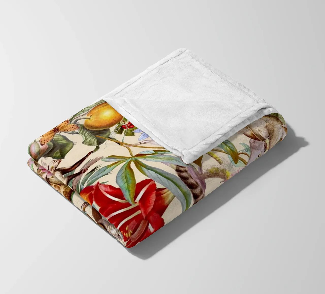 Animal and Floral Pattern coperta in pile da burcukorkmazyurek