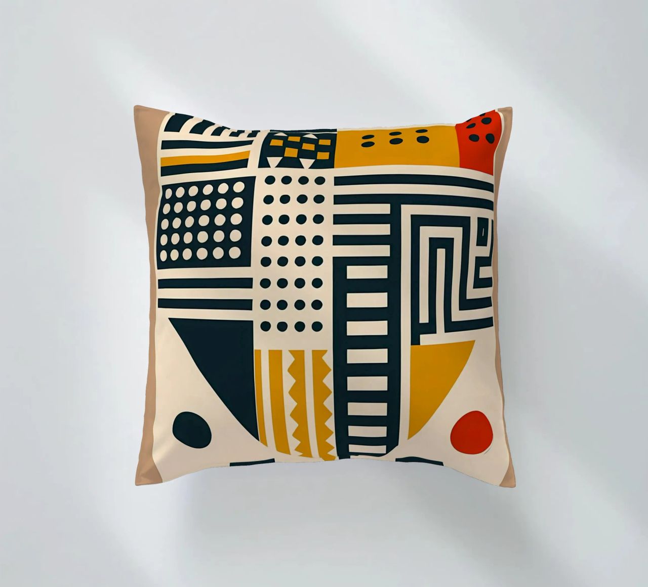 geometric shapes patterns triangles dots stripes rectangles decorative cushion by Ashish Kashyap