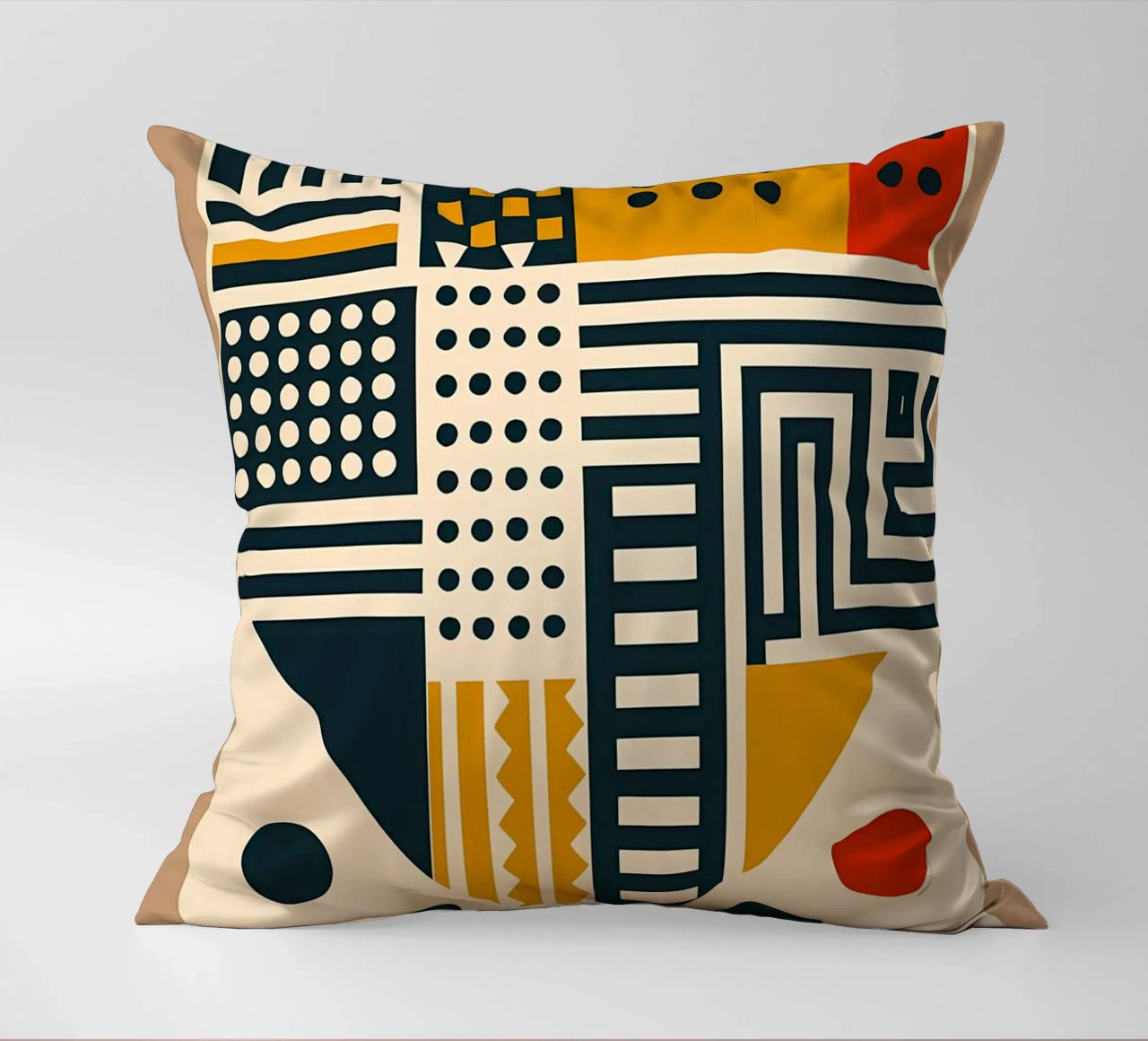 geometric shapes patterns triangles dots stripes rectangles decorative cushion by Ashish Kashyap