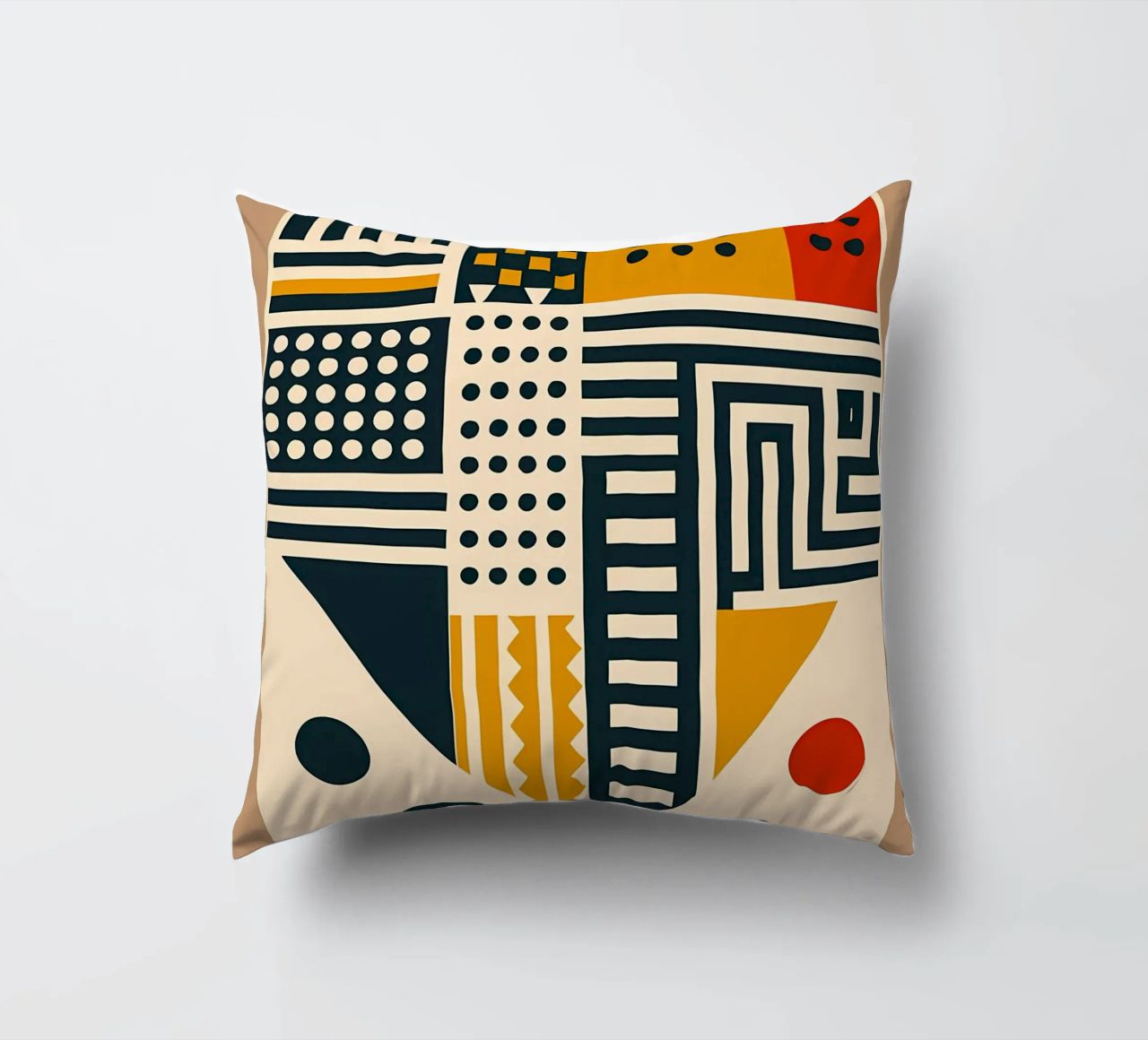 geometric shapes patterns triangles dots stripes rectangles decorative cushion by Ashish Kashyap