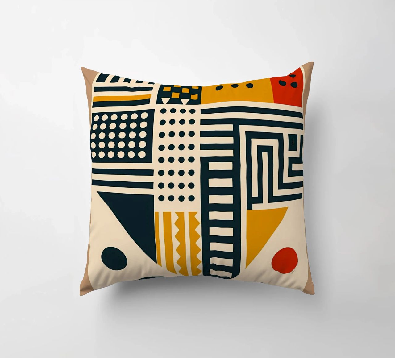geometric shapes patterns triangles dots stripes rectangles decorative cushion by Ashish Kashyap