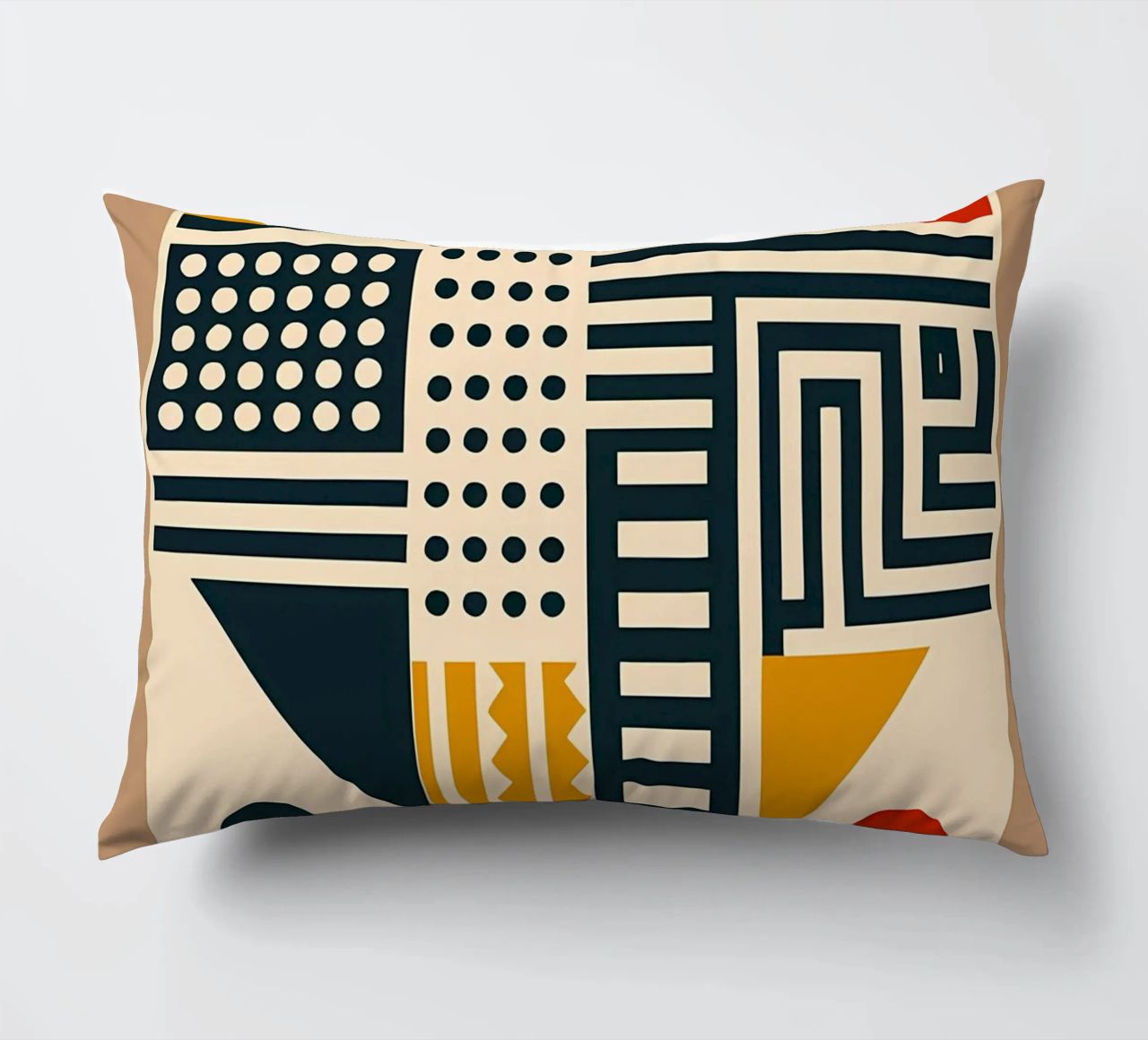 geometric shapes patterns triangles dots stripes rectangles decorative cushion by Ashish Kashyap