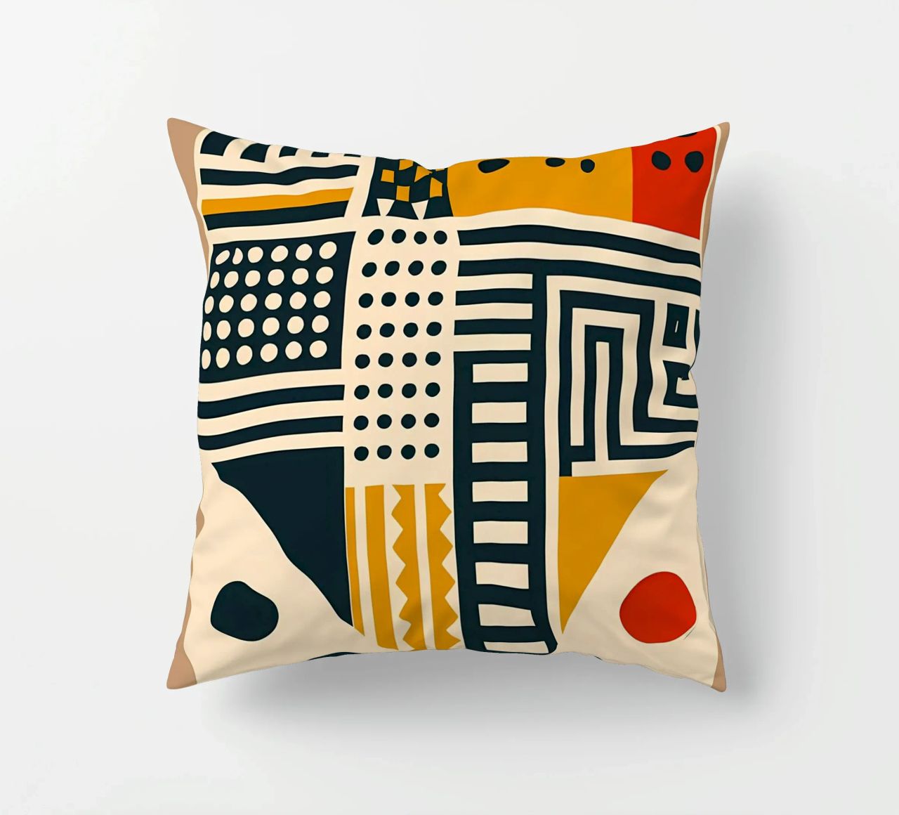 geometric shapes patterns triangles dots stripes rectangles decorative cushion by Ashish Kashyap