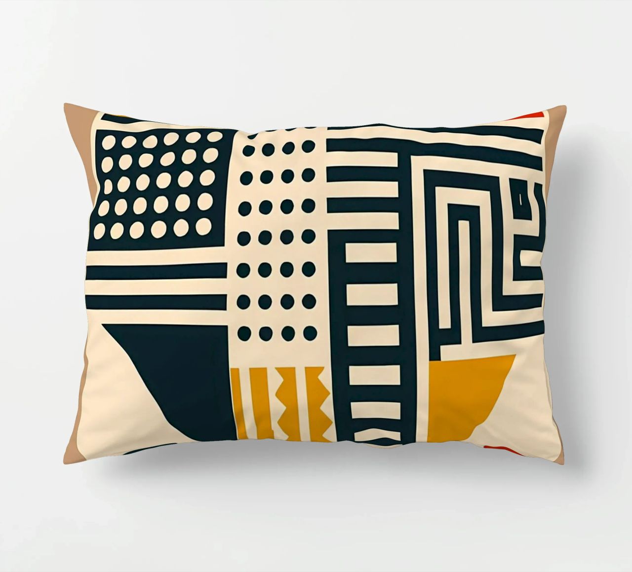 geometric shapes patterns triangles dots stripes rectangles decorative cushion by Ashish Kashyap