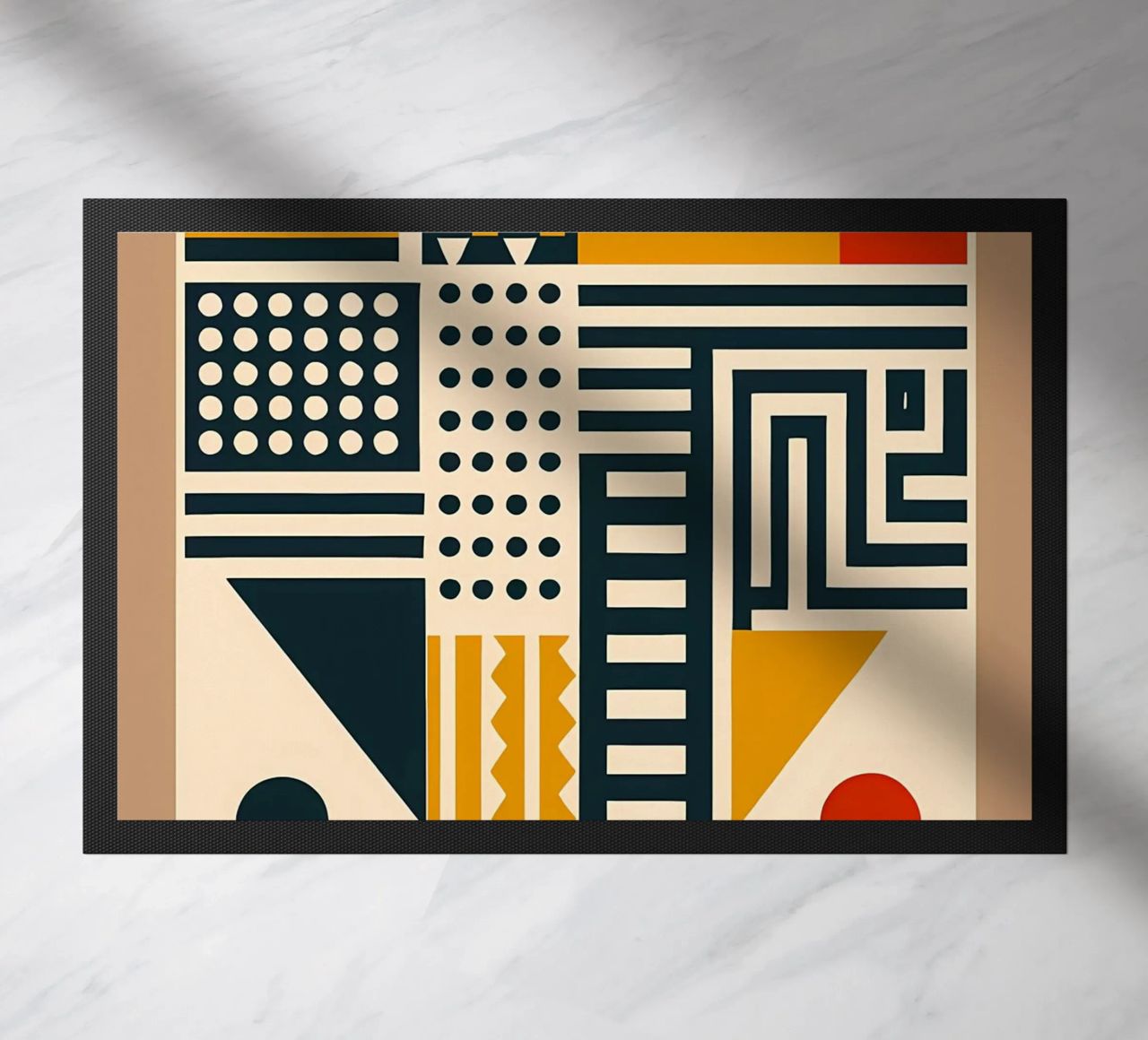 geometric shapes patterns triangles dots stripes rectangles doormat by Ashish Kashyap