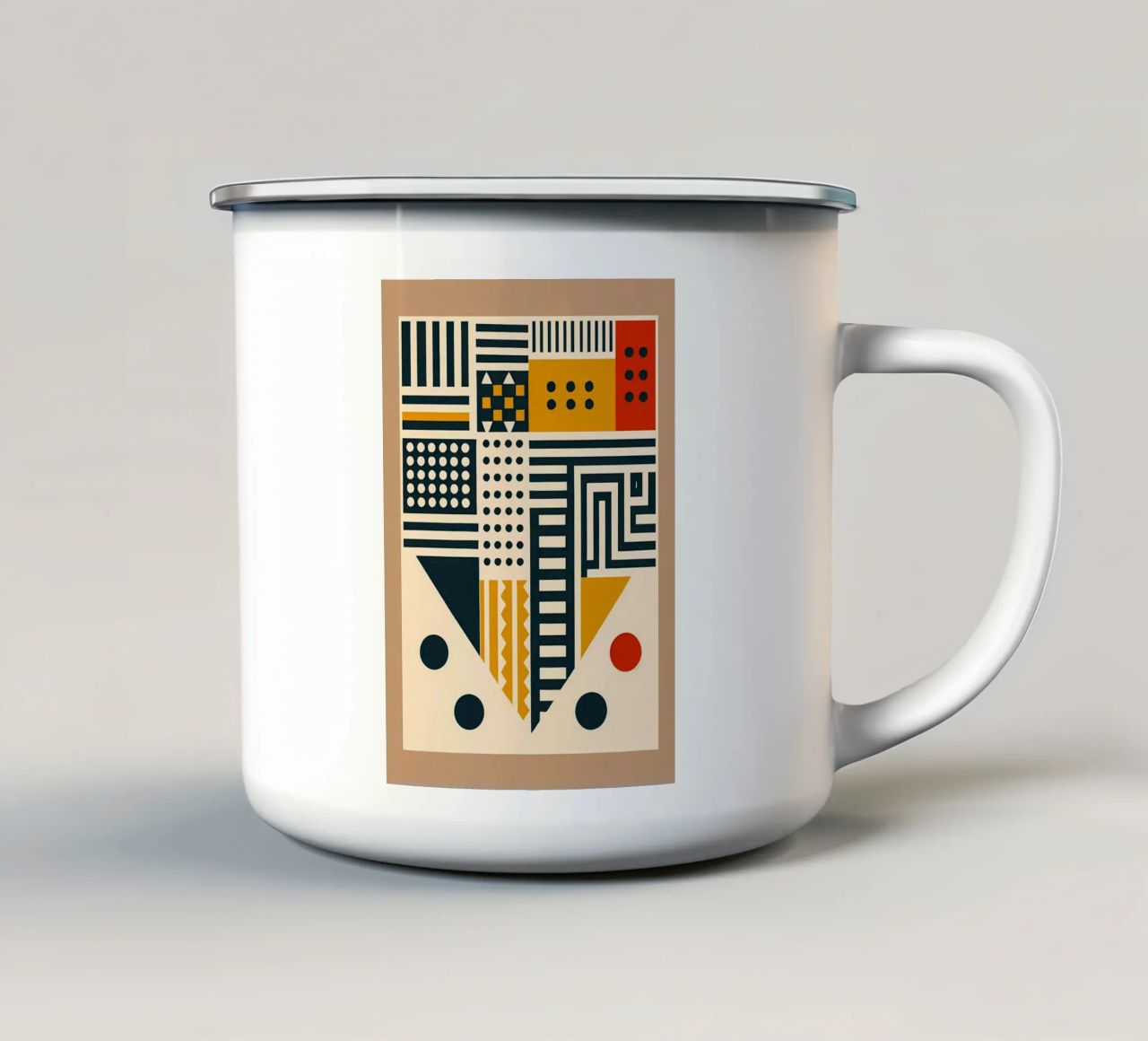 geometric shapes patterns triangles dots stripes rectangles enamel mug by Ashish Kashyap