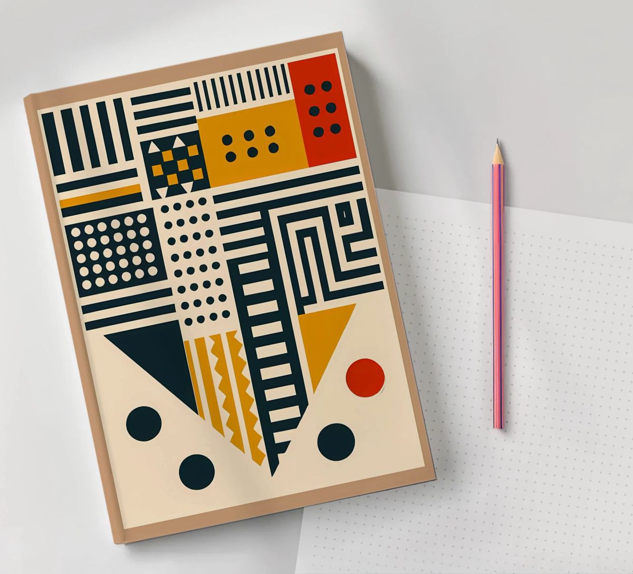 geometric shapes patterns triangles dots stripes rectangles notebook by Ashish Kashyap