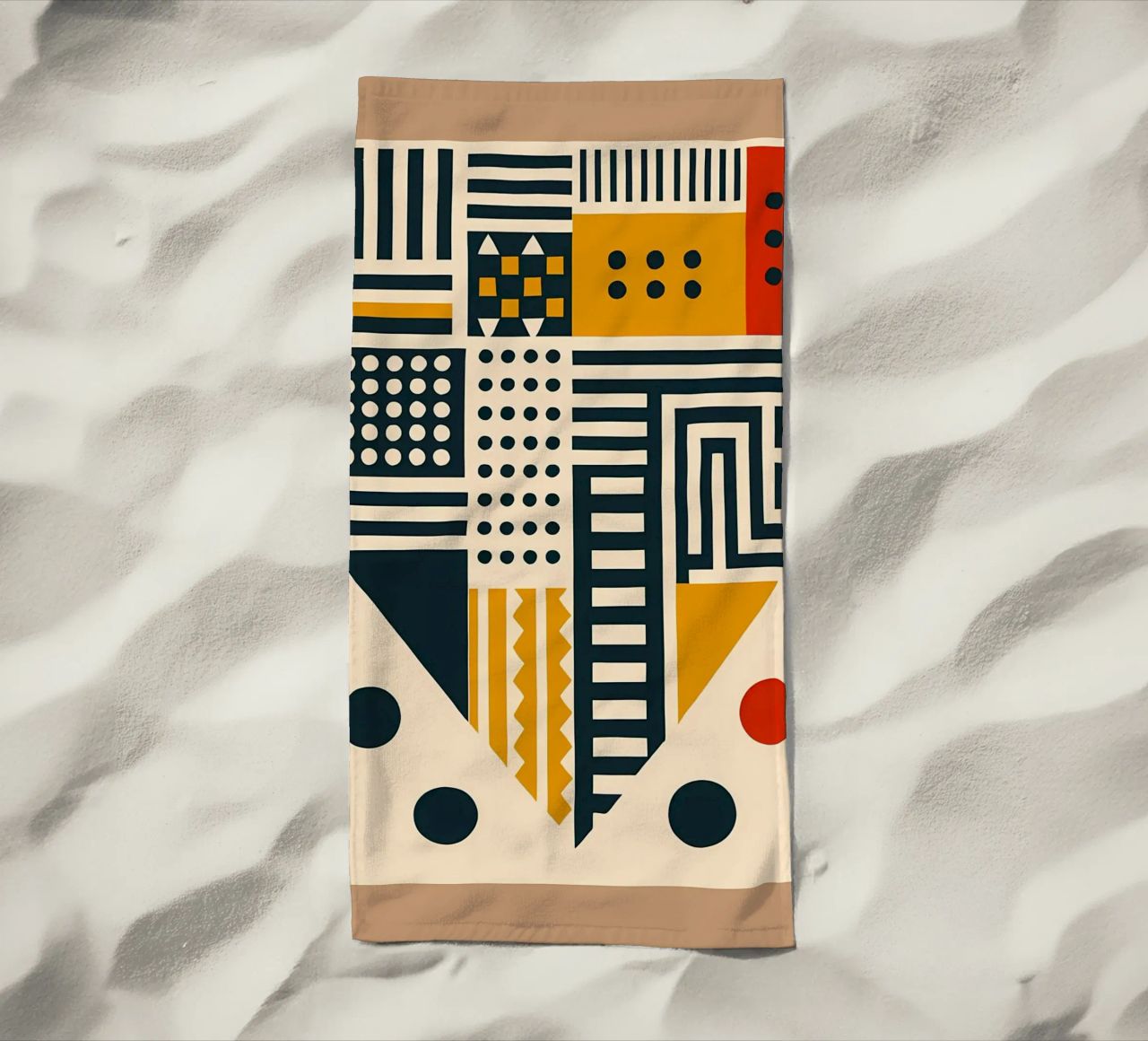 geometric shapes patterns triangles dots stripes rectangles beach towel by Ashish Kashyap