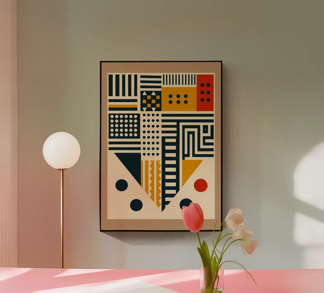 geometric shapes patterns triangles dots stripes rectangles acrylic glass by Ashish Kashyap