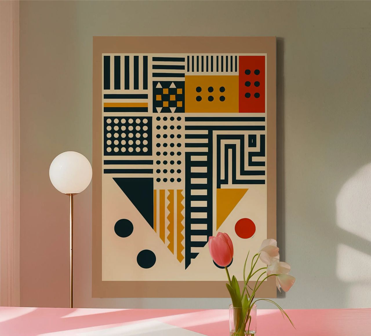 geometric shapes patterns triangles dots stripes rectangles canvas by Ashish Kashyap