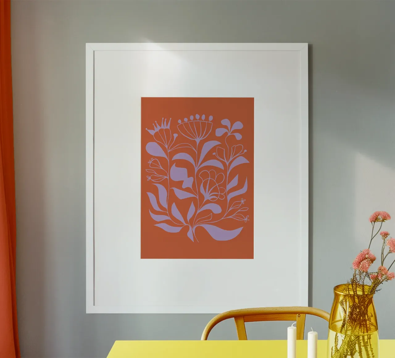 fiori petali fiori steli fogliame botanica natura pianta b poster con telaio in plastica da Ashish Kashyap