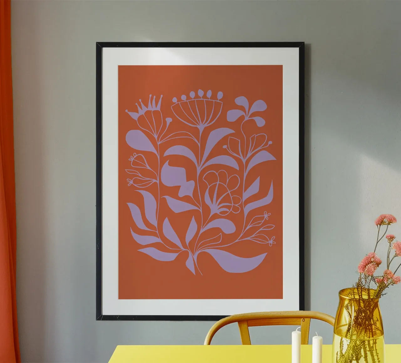 fiori petali fiori steli fogliame botanica natura pianta b poster con telaio in plastica da Ashish Kashyap