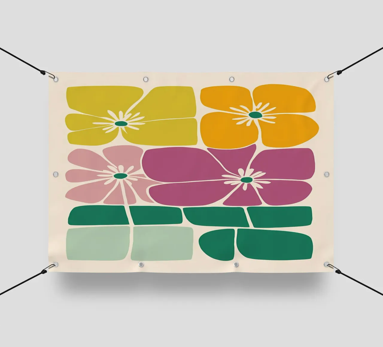 fiori petali steli forme astratte layout rettangolare geom telo in pvc da Ashish Kashyap