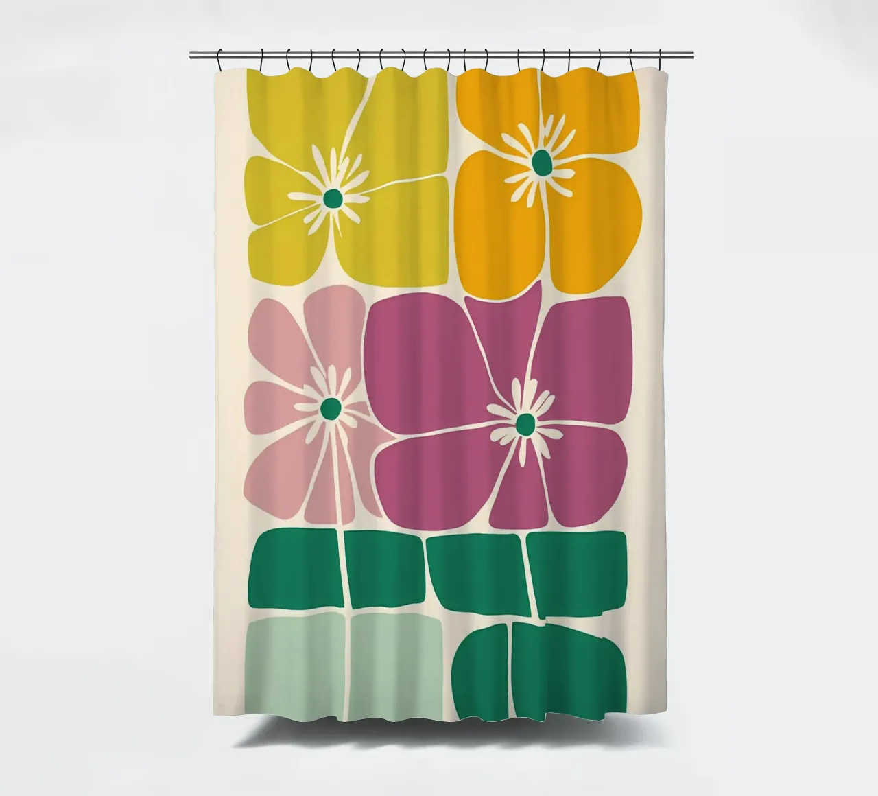 fiori petali steli forme astratte layout rettangolare geom tenda da doccia da Ashish Kashyap
