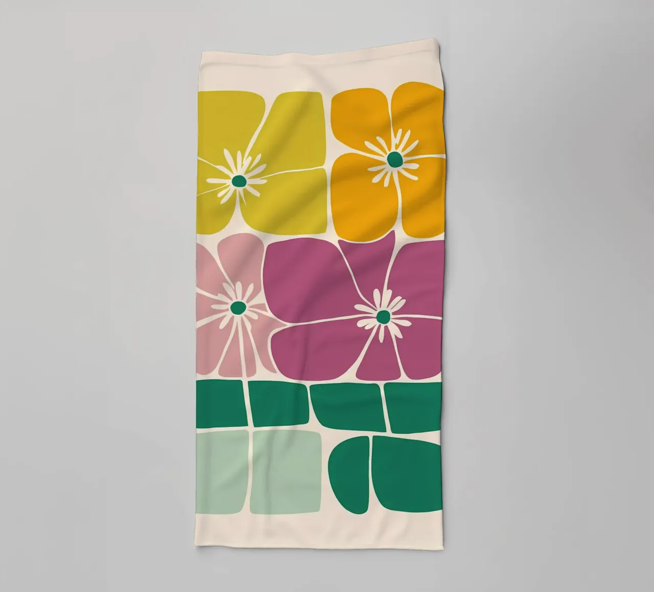flowers petals stems abstract shapes rectangular layout geom towel by Ashish Kashyap